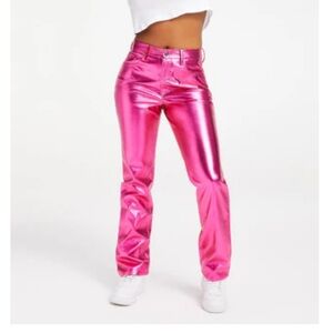 Good American icon metallic faux leather pants